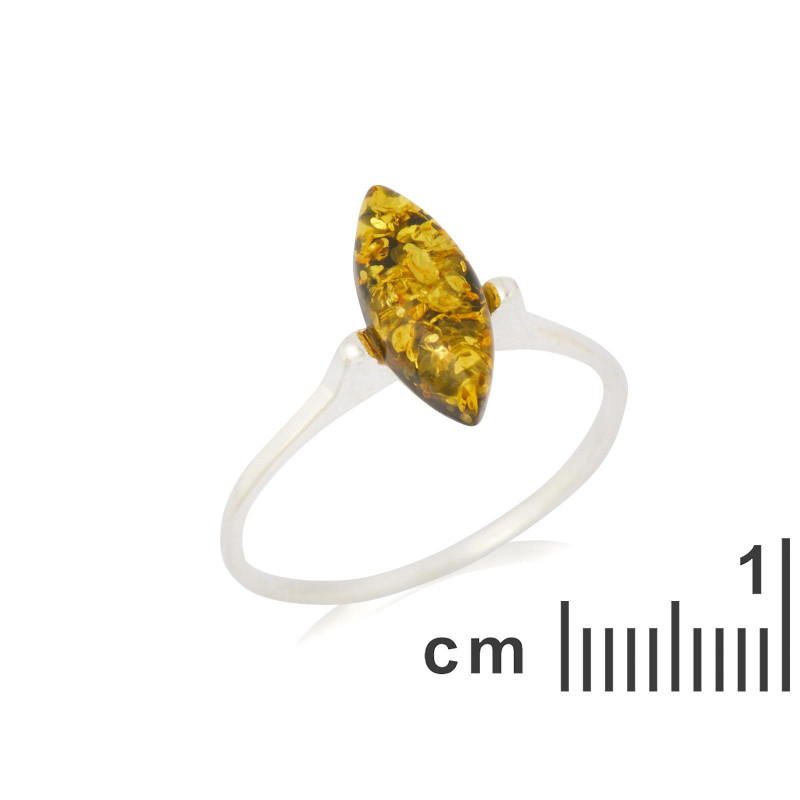 Anello in argento rodiato con ambra verde del Mar Baltico — per custodire la tua luce — foto 1