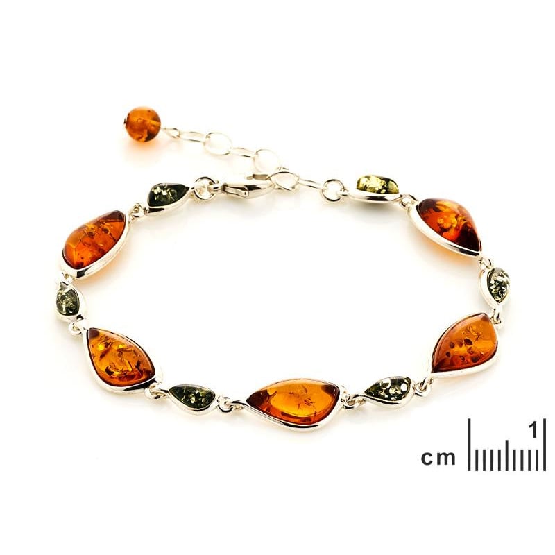 Bracciale in argento rodiato con ambra multicolore — per custodire la luce dei ricordi — foto 1