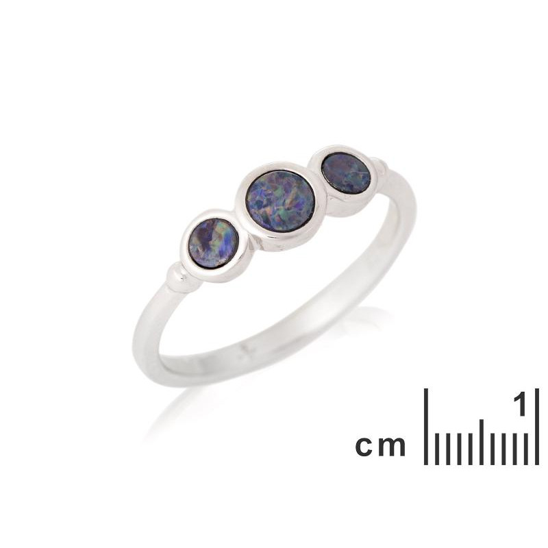 Anello con opale blu australiano in argento 925 rodiato — per custodire la tua serenità — foto 1