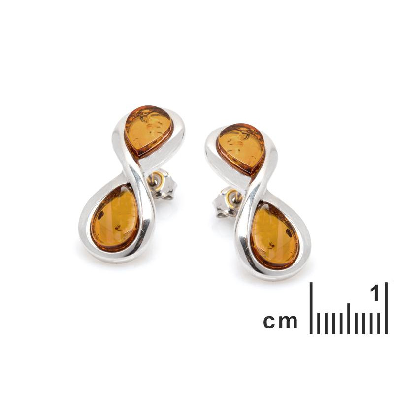 Orecchini in argento rodiato con ambra cognac — per custodire la tua luce — foto 1