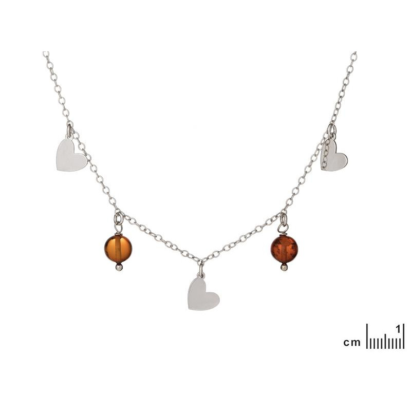 Collana in argento 925 rodiato con ambra cognac, 40 cm — per custodire il tuo splendore — foto 1