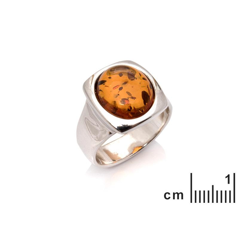 Anello sigillo rettangolare con ambra ovale — per custodire i tuoi segreti — foto 1