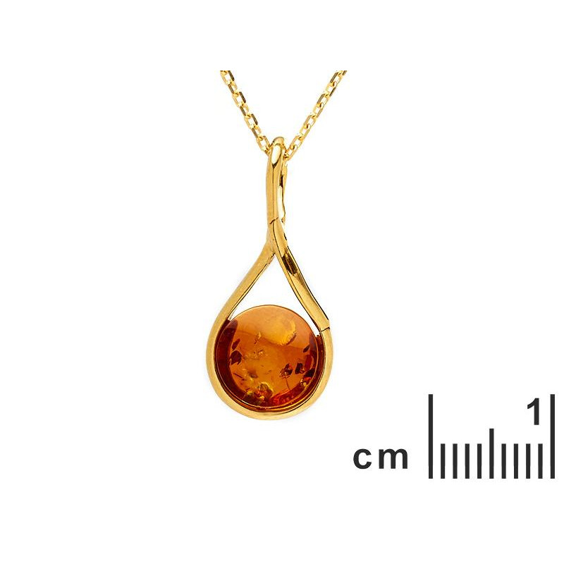 Ciondolo ambra tonda cognac — ricordo dolce — foto 1