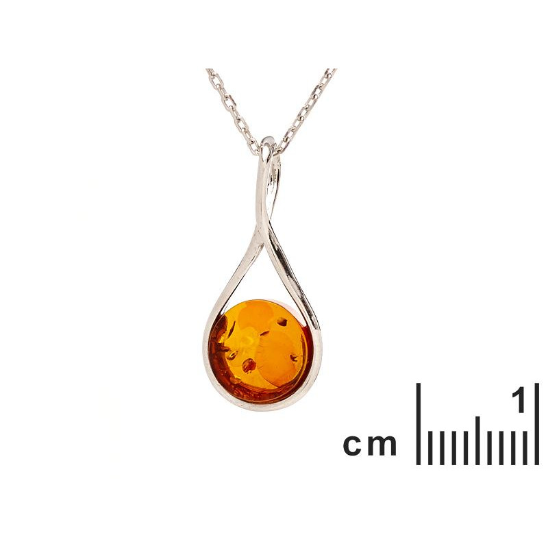 Ciondolo in argento 925 rodiato con ambra tonda cognac — per custodire la tua luce — foto 1