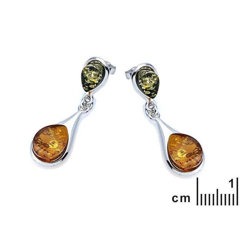 Orecchini pendenti in argento rodiato con ambra cognac — per custodire la tua luce — foto 1