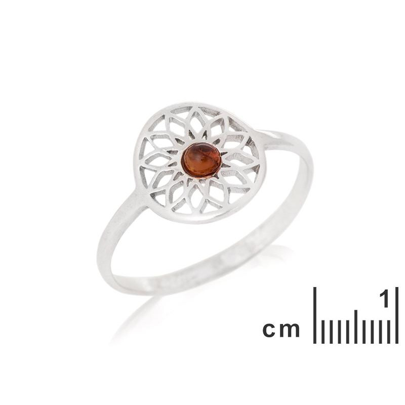 Anello fiore della vita ambra cognac — per evocare i tuoi momenti più dolci — foto 1