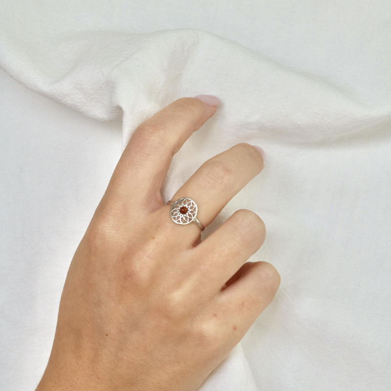 Anello fiore della vita ambra cognac — per evocare i tuoi momenti più dolci — foto 2