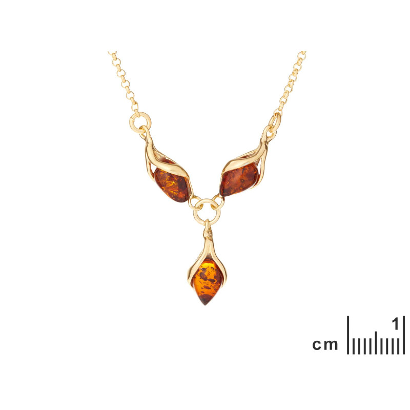 Collana in argento dorato 925 con ambra cognac, 42 cm + 3 cm — per custodire la — foto 1