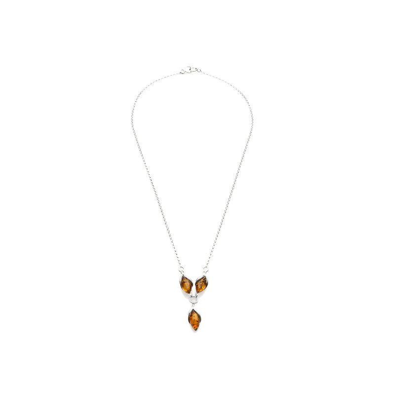 Collana con navetta ambra e perline d'argento 925, per evocare la luce del passato — foto 2