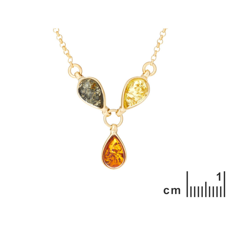 Collana in argento dorato 925 con ambra multicolore, 42 cm — per celebrare la tua luce — foto 1