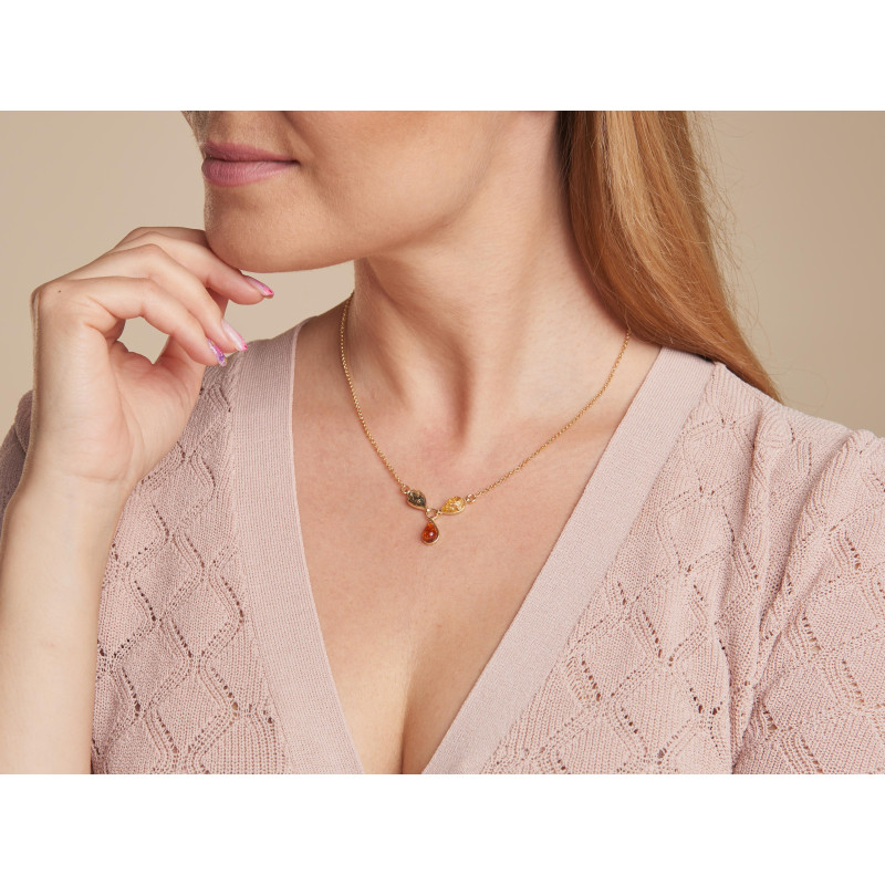 Collana in argento dorato 925 con ambra multicolore, 42 cm — per celebrare la tua luce — foto 2
