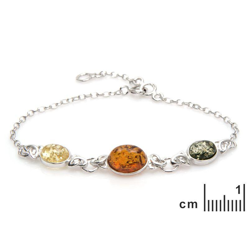 Bracciale in argento 925 rodiato con ambra ovale multicolore — per ricordare la tua luce — foto 1