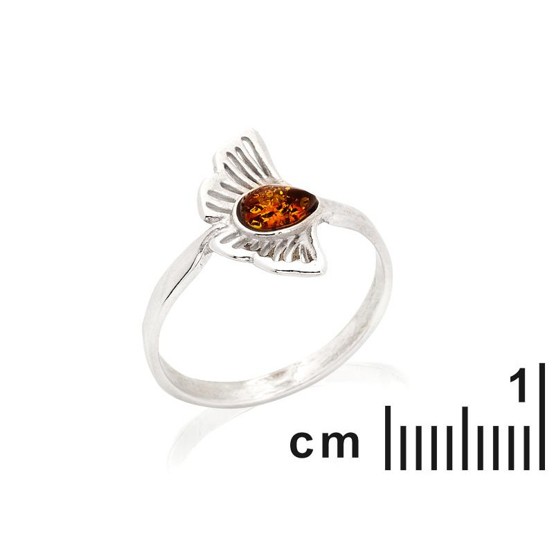 Anello ginkgo con goccia ambra cognac — per evocare i tuoi momenti migliori — foto 1