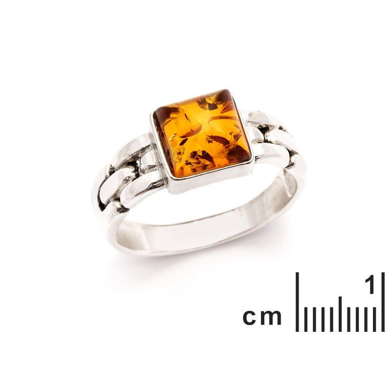 Anello sigillo quadrato con ambra cognac — per custodire i tuoi segreti — foto 1