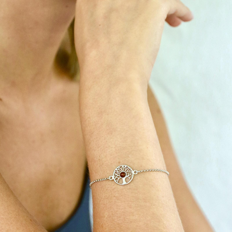 Bracciale Albero della vita ambra cognac — per evocare l'armonia — foto 2