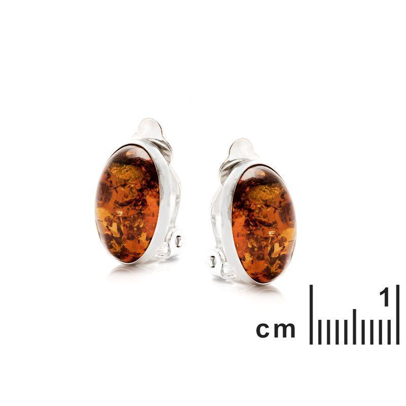 Orecchini a clip in argento rodiato e ambra cognac — per illuminare ogni sguardo — foto 1