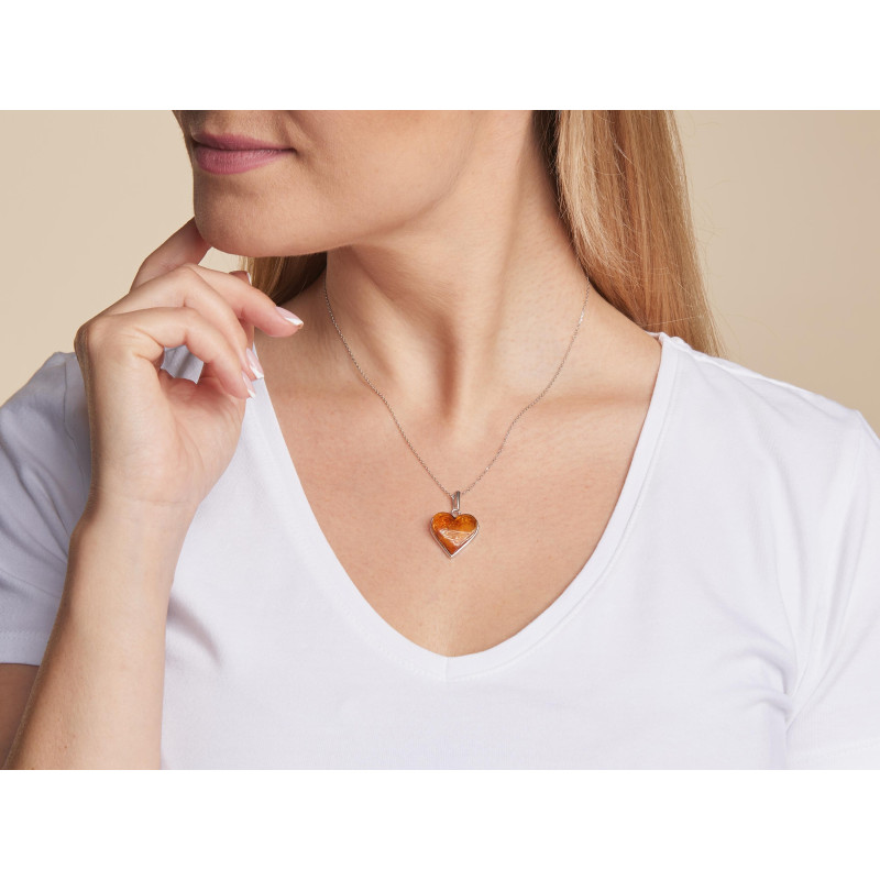 Ciondolo cuore ambra cognac — per raccontare la tua storia (cod. 10013) — foto 2
