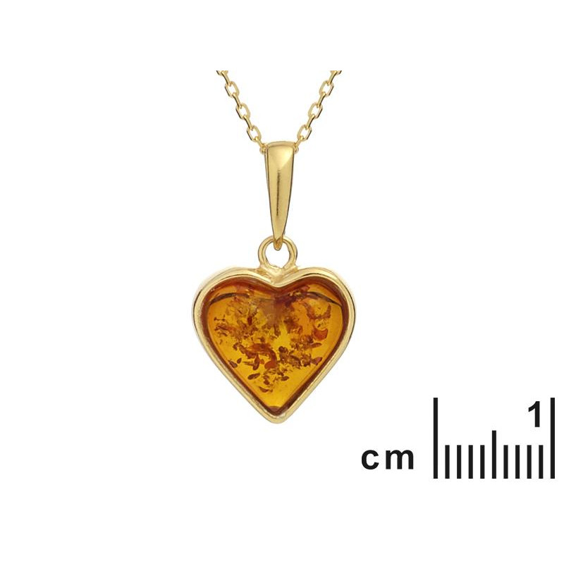 Ciondolo cuore ambra cognac — per portare l'amore — foto 1
