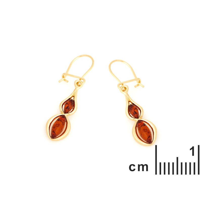 Orecchini in argento 925 dorato con ambra cognac — per celebrare la tua luce — foto 1