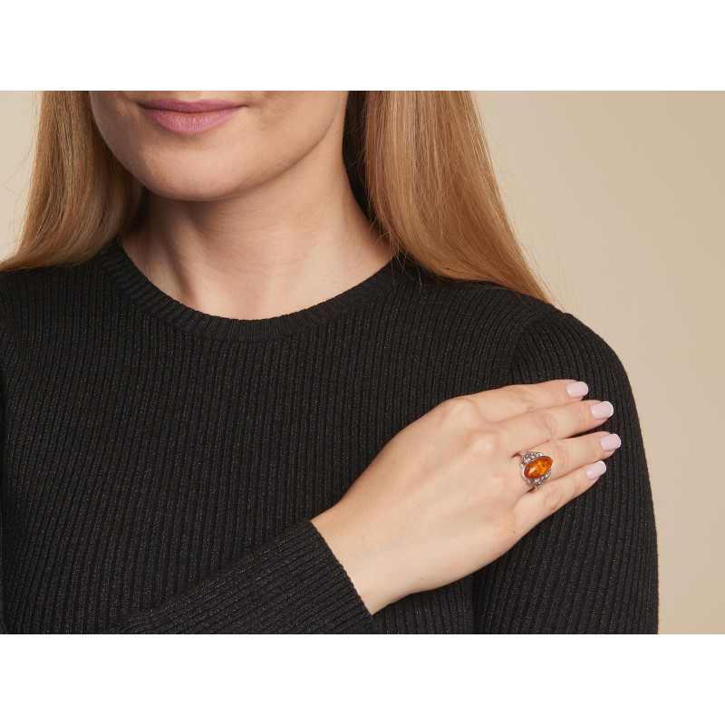 Anello ambra cognac — per preservare i ricordi (cod. 10051) — foto 1