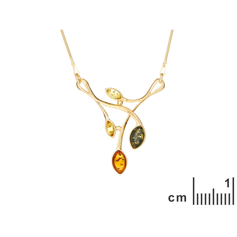 Collana in argento dorato con ambra multicolore — per celebrare la tua luce interiore — foto 1