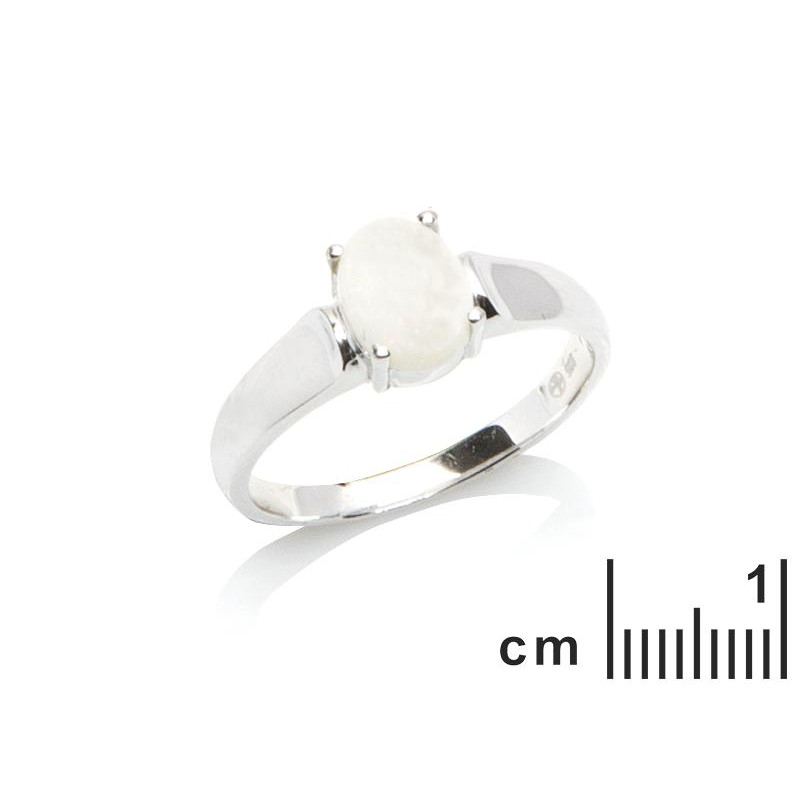 Anello in argento 925 rodiato con opale bianco australiano — per custodire la tua luce — foto 1