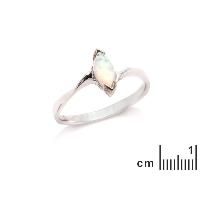 Anello opale navetta australiano bianco — per缨络 — foto 1