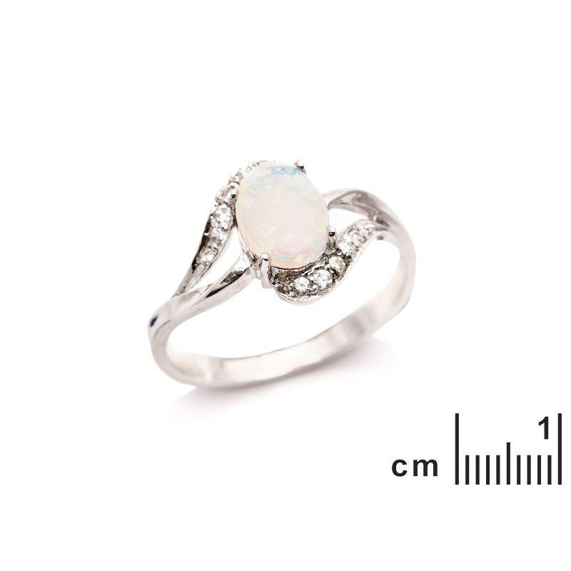 Anello opale ovale e zirconio — per portare con te l'essenza della natura — foto 1