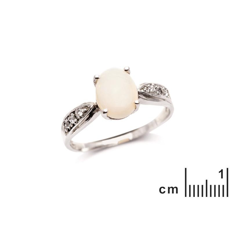 Anello opale ovale e zirconio — per raccontare storie (cod. 10183) — foto 1
