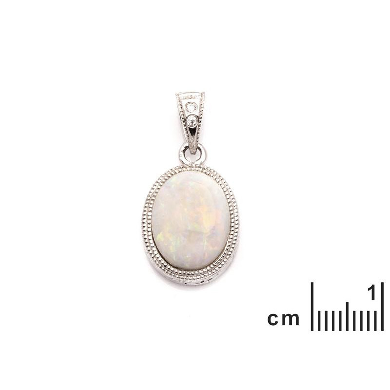 Ciondolo in argento rodiato con opale e zirconio — per custodire la tua luce interiore (cod. 10188) — foto 1