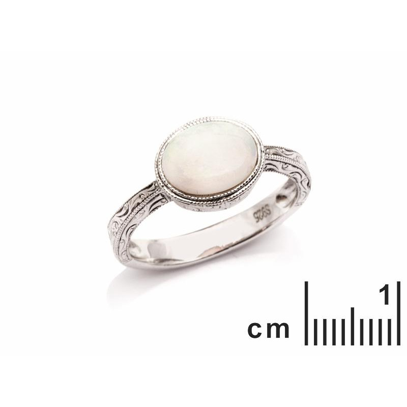 Anello opale ovale e zirconio — per racchiudere il tuo mistero — foto 1