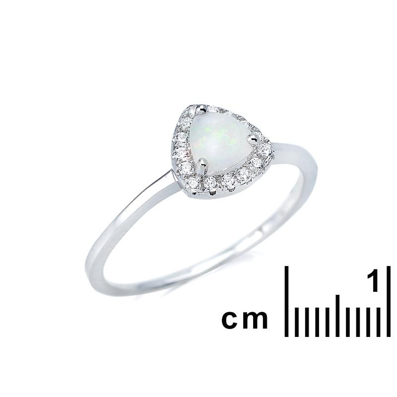 Anello triangolare con opale e zirconio — per ricordare l'essenza — foto 1