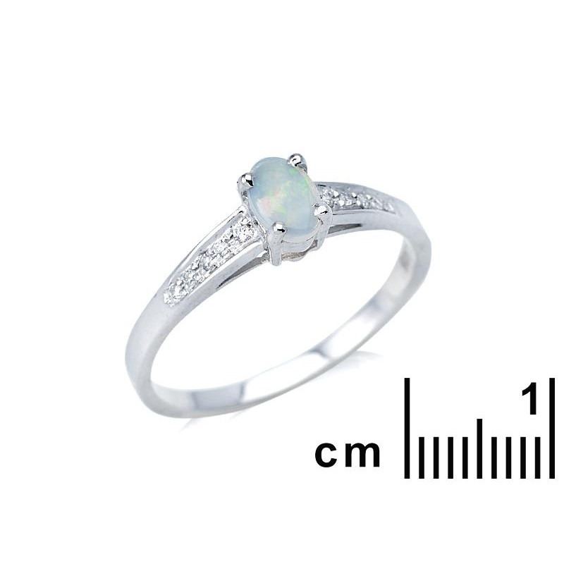 Anello in argento 925 rodiato con opale ovale e zircone — per celebrare la tua luce — foto 1