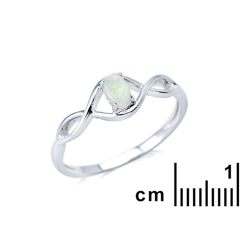 Anello con opale bianco australiano naturale ovale, in argento 925 rodiato — Simbolo di purezza e semplicità per la vita — foto 1