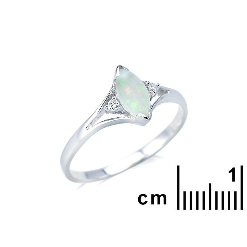 Anello opale navetta australiano bianco — per onorare le origini — foto 1