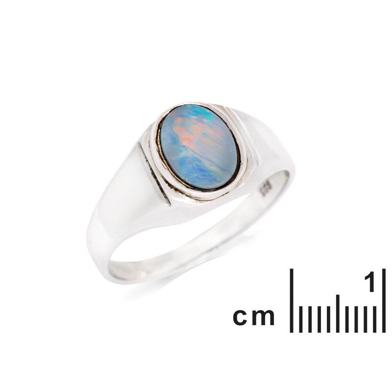 Anello sigillo opale bianco australiano ovale — per portare l'integrità — foto 1