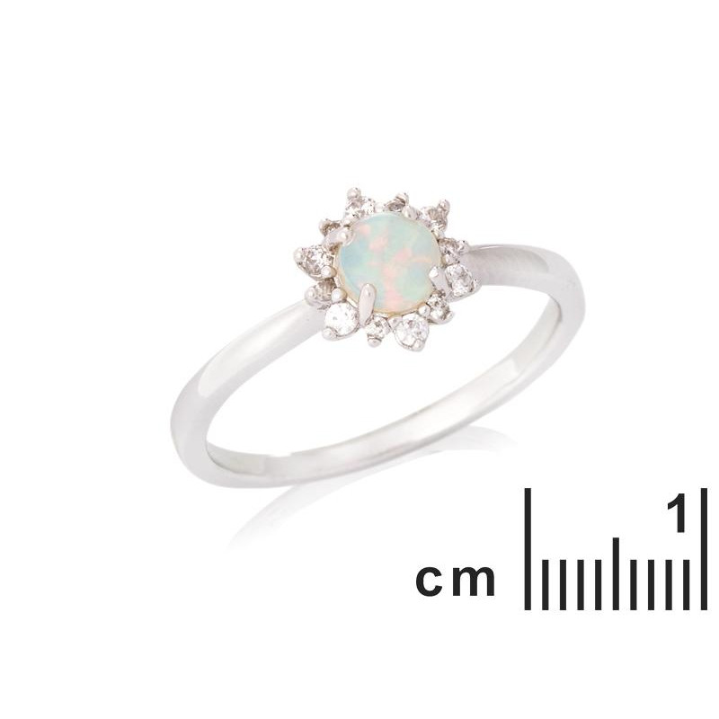 Anello in argento 925 rodiato con opale tondo — per custodire la tua luce interiore — foto 1