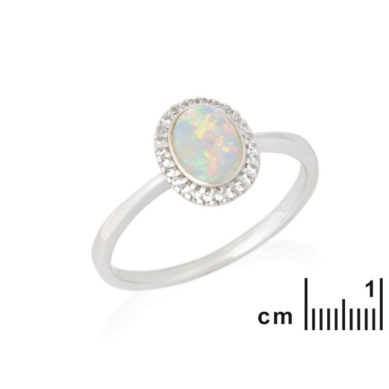 Anello opale ovale e zirconio — per preservare l'intrigo — foto 1
