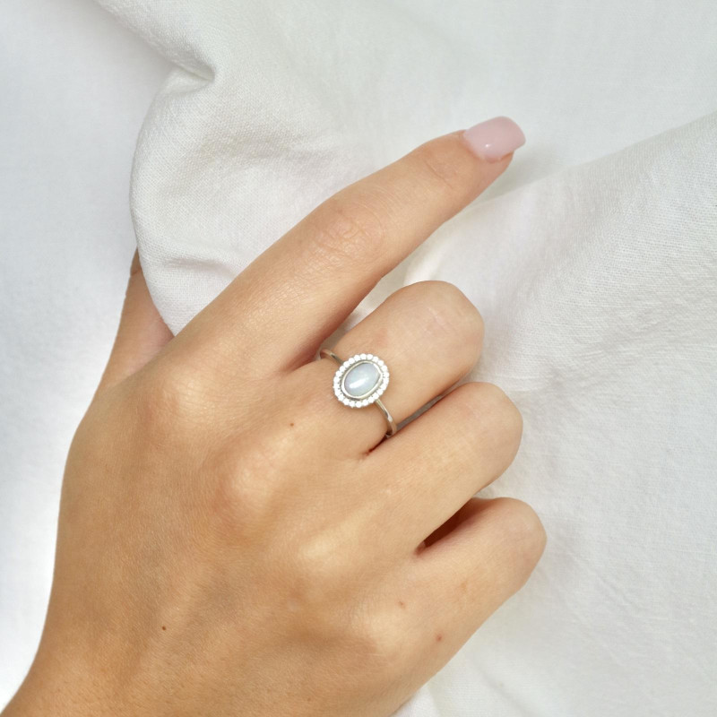 Anello opale ovale e zirconio — per preservare l'intrigo — foto 2