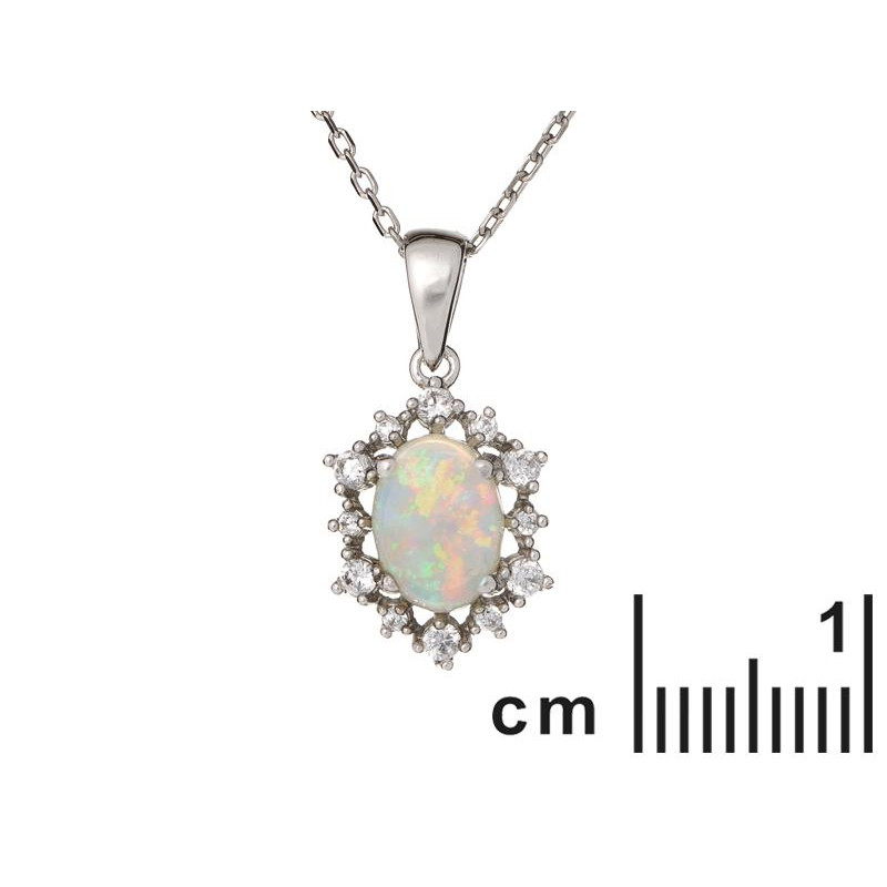 Ciondolo in argento rodiato con opale e zirconio — per custodire la tua luce interiore (cod. 10245) — foto 1