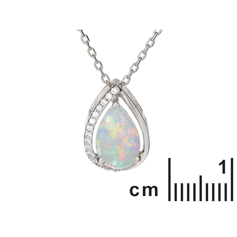 Ciondolo in argento rodiato con opale e zirconio — per custodire la tua luce interiore — foto 1