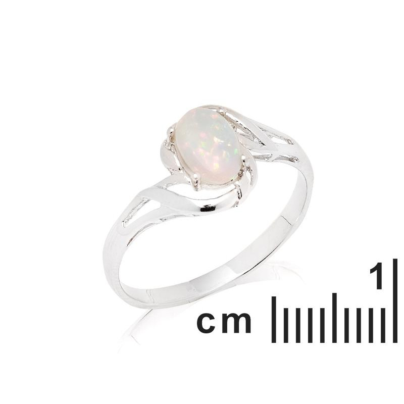 Anello in argento 925 rodiato con opale bianco australiano ovale — per celebrare la tua luce — foto 1