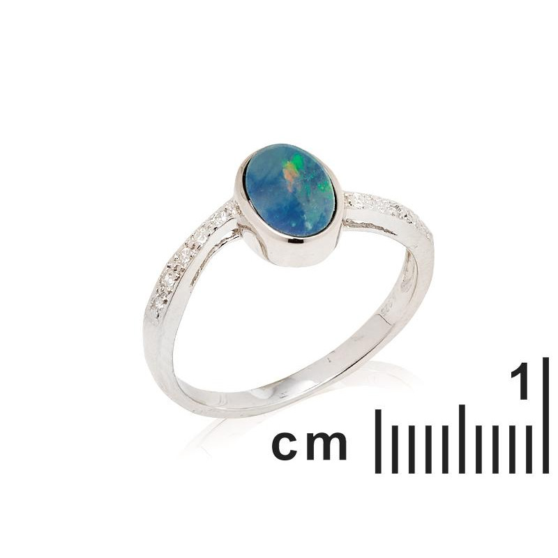 Anello in argento 925 con opale blu australiano — per illuminare ogni tuo gesto (cod. 10266) — foto 1