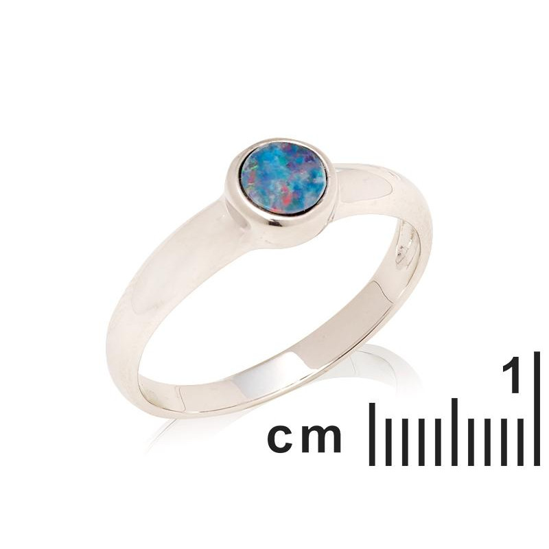 Anello opale blu tondo australiano — per racchiudere il mare — foto 1