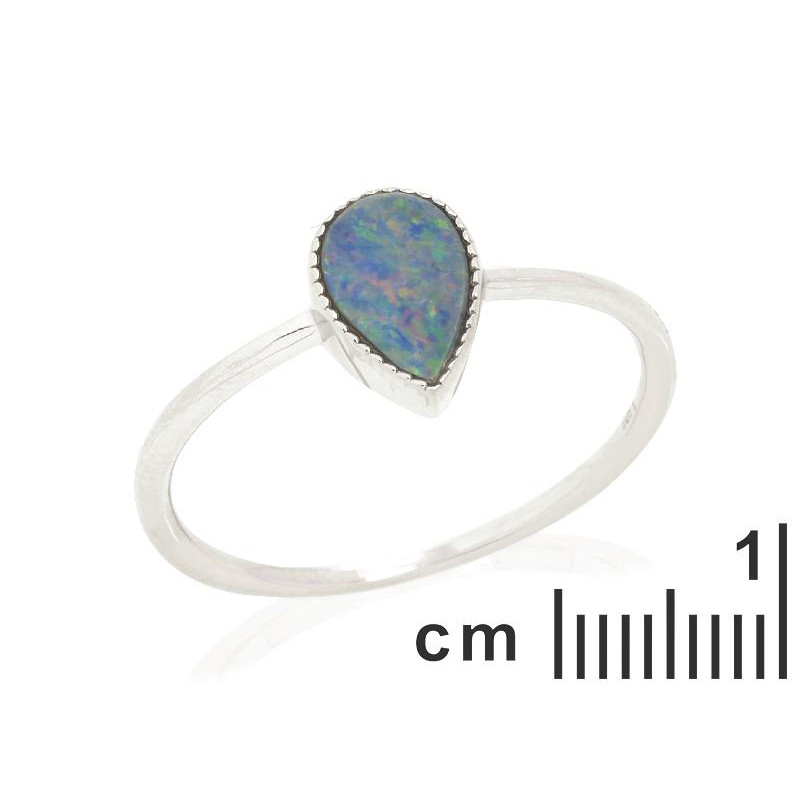 Anello in argento 925 rodiato con opale blu australiano — per custodire la tua serenità (cod. 10285) — foto 1