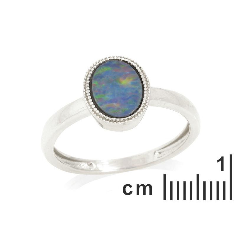 Anello in argento 925 rodiato con opale blu ovale australiano — per custodire la tua luce — foto 1