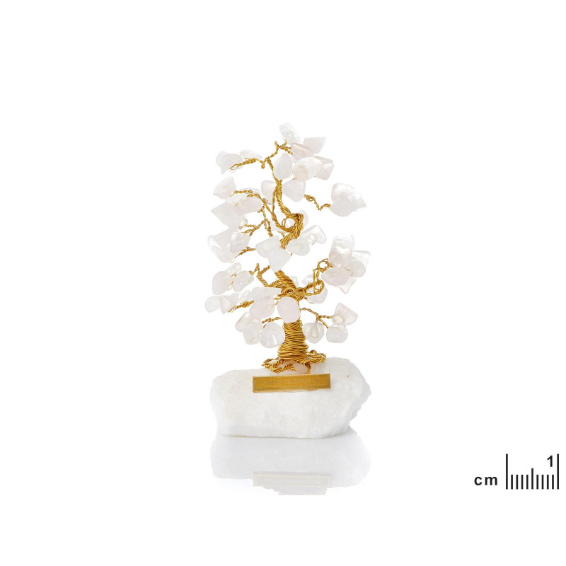Albero della felicità con quarzo rosa e marmo greco — un tocco di serenità per il tuo spazio. — foto 1