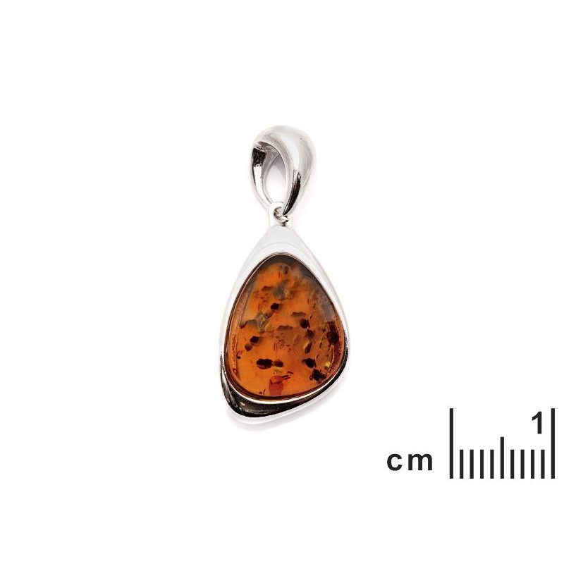 Ciondolo in argento 925 rodiato con goccia di ambra cognac — per custodire luce e ricordi — foto 1