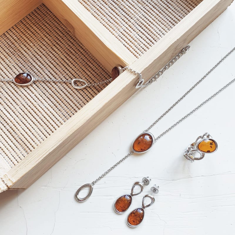 Bracciale ambra cognac — per evocare il passato (cod. 10356) — foto 2