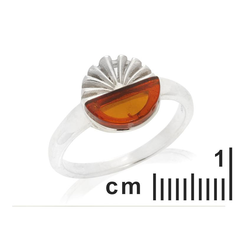 Anello in argento rodiato con ambra cognac del Mar Baltico — per ricordare la tua luce — foto 1